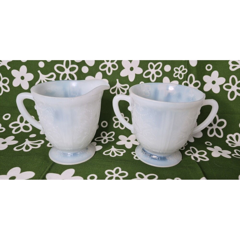 Vintage MacBeth Evans American Sweetheart Monax Cream and sugar footed